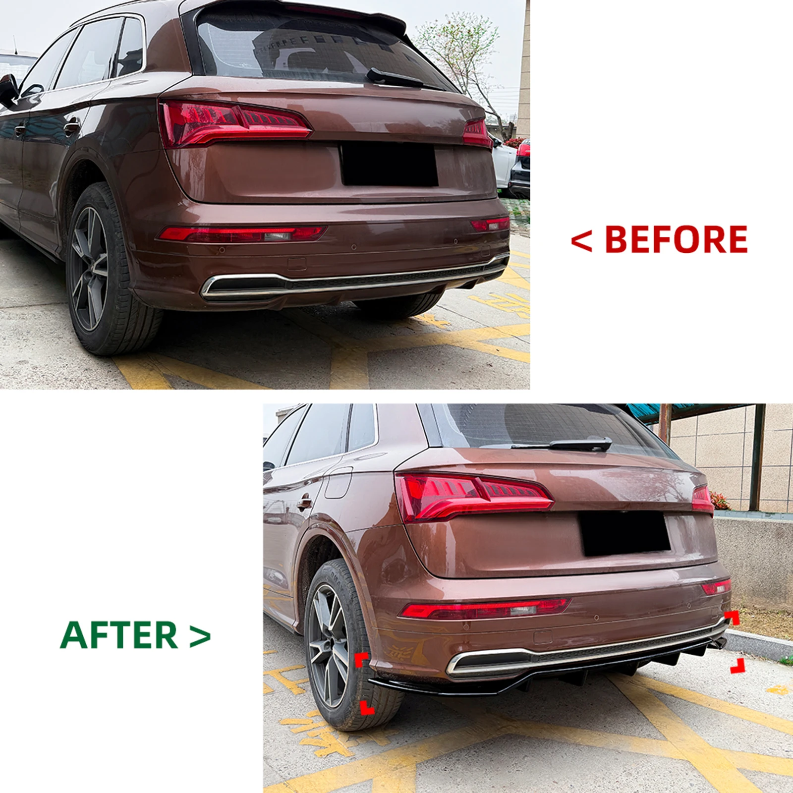 

Car Rear Bumper Diffuser Lip For Audi Q5 FY Sline 2018-2020 Lower Splitters Separator Spoiler Gloss Black/Carbon Look Body Kit