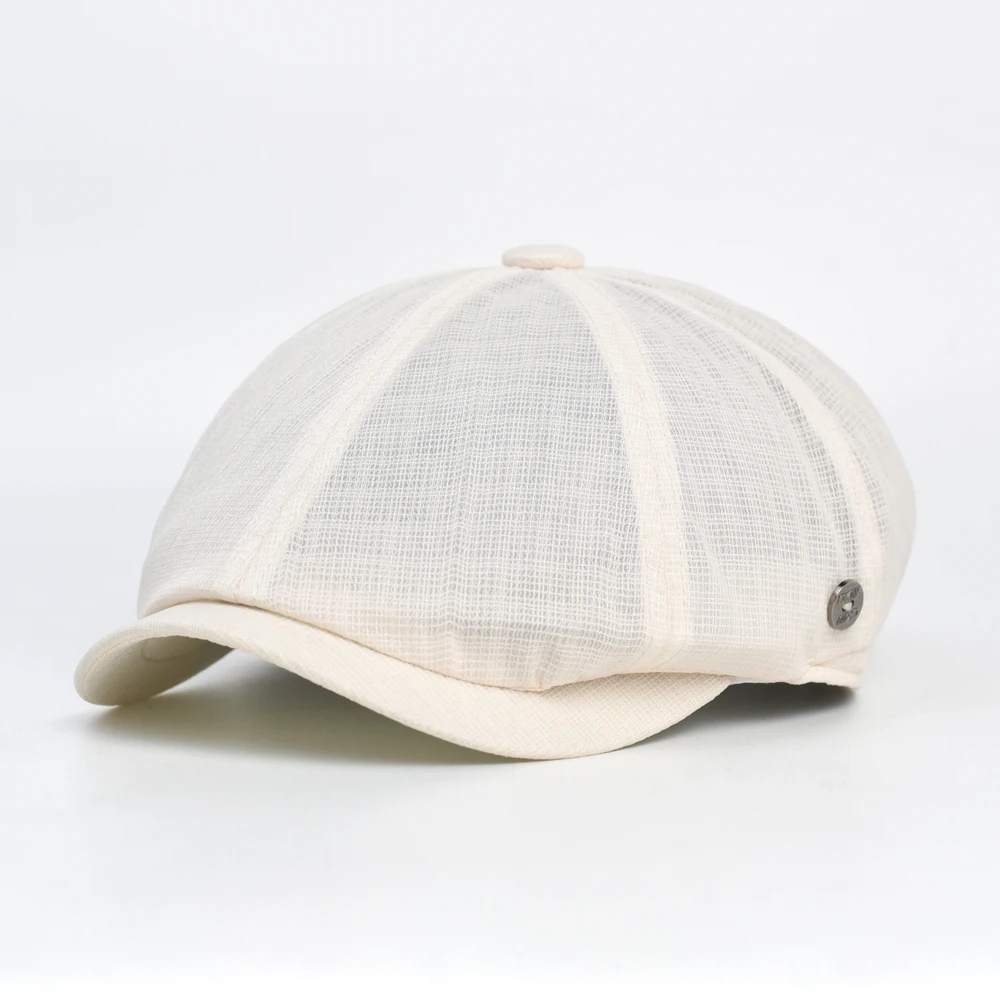 Topi Newsboy Jaring Bernapas Musim Semi Musim Panas Pria Wanita Kasual Beret Flat Ivy Cap Lembut Polos Mengemudi Fashion Topi Berpuncak Unisex