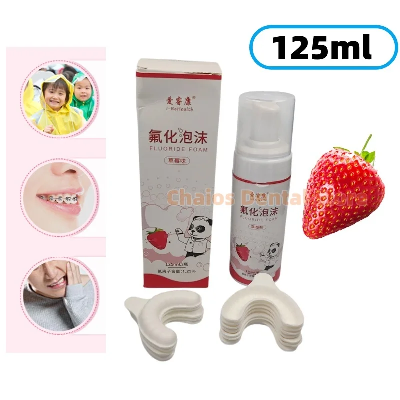 125ml I-Rehealth Dental Fluoride Foam Strawberry Flavor Anti-Cavity Teeth Fluoridation Foam Prevent Tooth Decay With Foam Tray