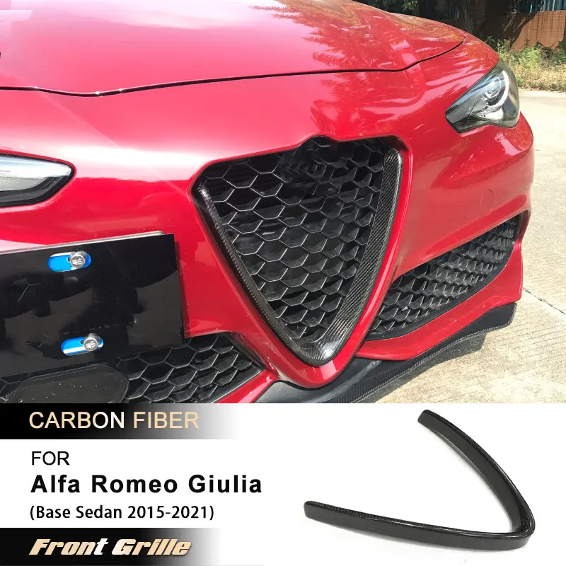 

Решетка радиатора для Alfa Romeo Giulia Base Sedan 2015-2021, V-образная, из сухого карбона, для тюнинга кузова