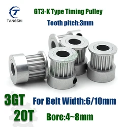 GT3 20 Teeth K-Type Timing Pulley Bore 4/5/6/6.35/8mm Belt Width 6/10mm Synchronous Wheel Belt Pulley 3GT 20 Teeth Timing Pulley