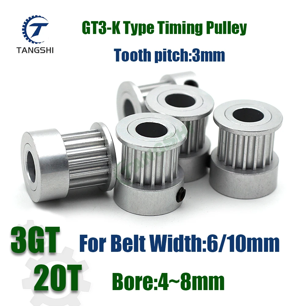 GT3 20 Teeth K-Type Timing Pulley Bore 4/5/6/6.35/8mm Belt Width 6/10mm Synchronous Wheel Belt Pulley 3GT 20 Teeth Timing Pulley