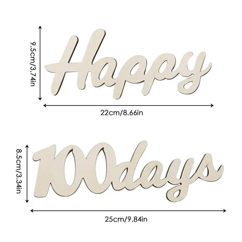 100 Day Celebration Decorations Happy 100 Days Wooden Decor 100th Birthday Backdrop Sign Newborn Party Supplies Photography