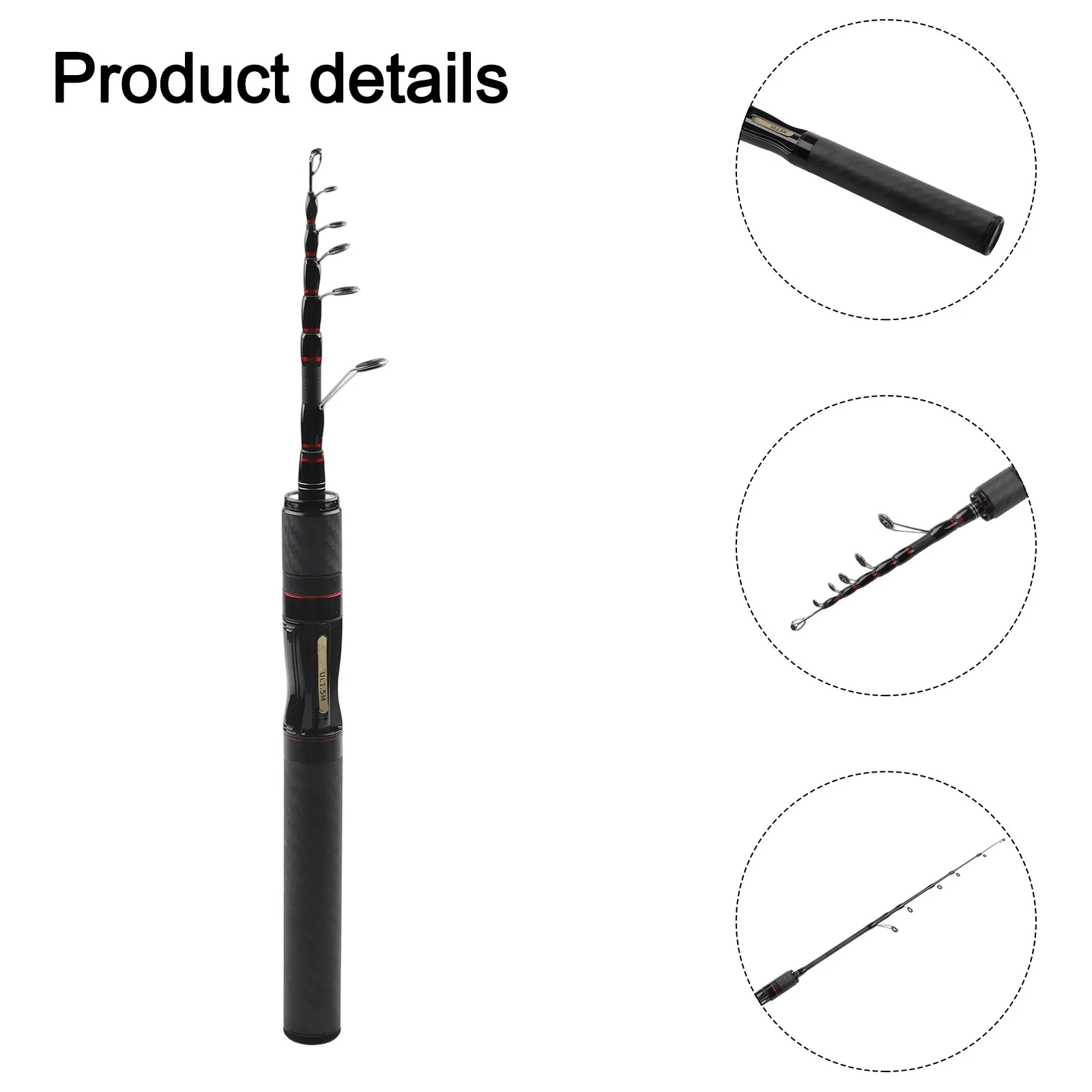 150 سنتيمتر قضيب تليسكوبي مقبض كربون صغير الصلبة تلميح الصيد رود UL المحمولة الصيد رود الطعم الصغير جثم قضيب