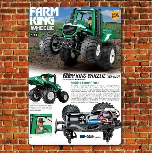 Rc Car Metallposter 20x30cm Blechschild Plakette Tamiya Farm King Wheelie wr02g -Aluminium