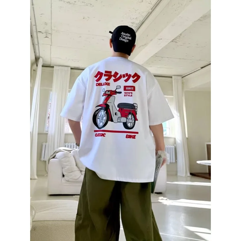 

Honda men's and women's motorcycle T-shirt Summer new Car Logo Crew Neck Punk casual trend retro short-sleeved top