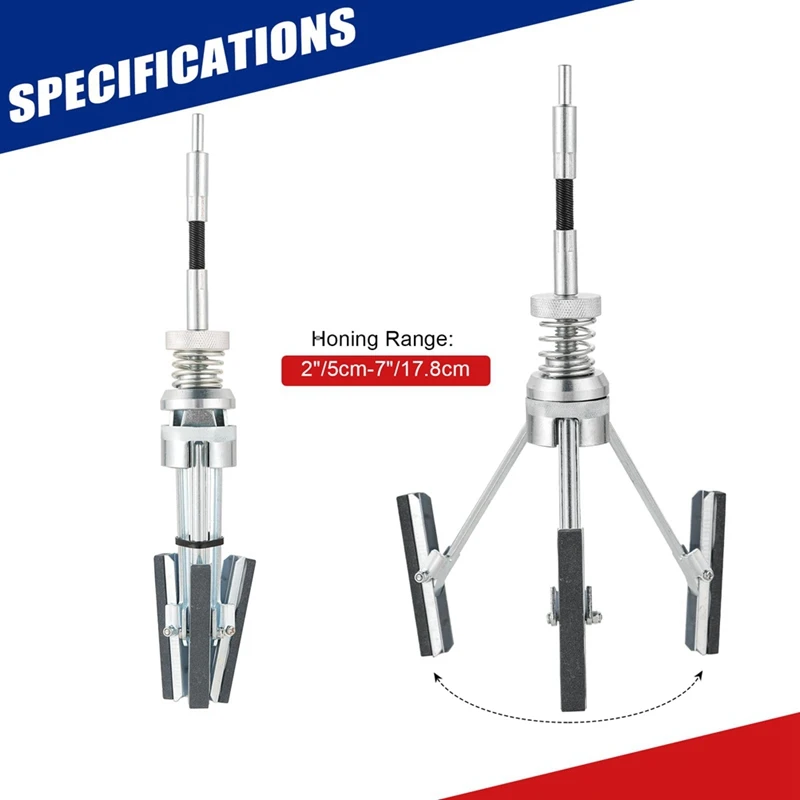 A96I-Engine Cylinder Hone Adjustable Deglazer Set For Grinding Holes From 2In-7In In Diameter, With 3 Replaceable Stone (3In)