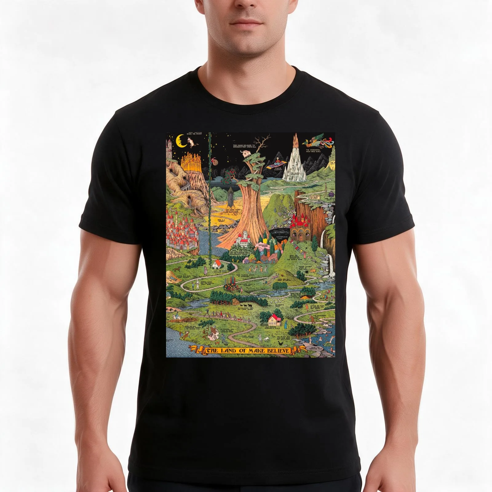 The land of make believe. Published by Jaro Hess 1930 Cornucopia of Fairy Tales Detailed Labeled Map Fun Magical Fantasy T-Shirt