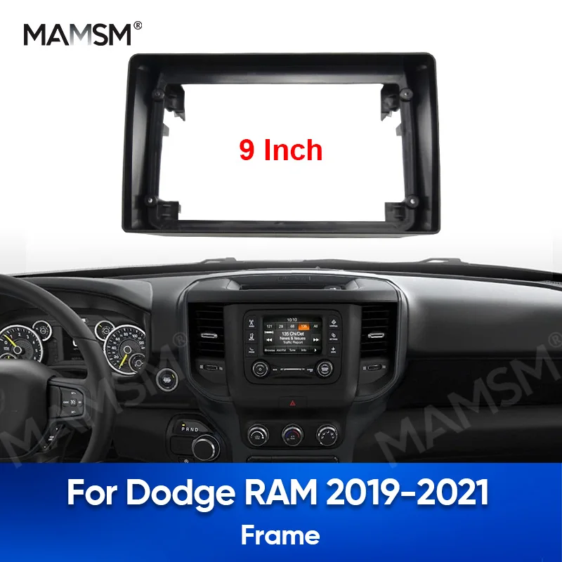 MAMSM 2DIN For DODGE RAM 2019 2020 2021 Car Central Control Android Screen Panel Frame Video DVD Fascia 9inch Dashboard Cover