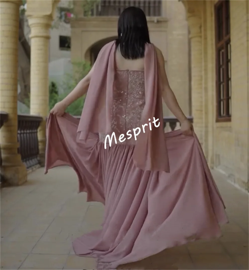 فساتين طويلة مخصصة من الشيفون مطرزة بدون حمالات على شكل بوق مناسبة مخصصة للحفلات الراقصة للنساء لامعة مسائية فاخرة أنيقة #3