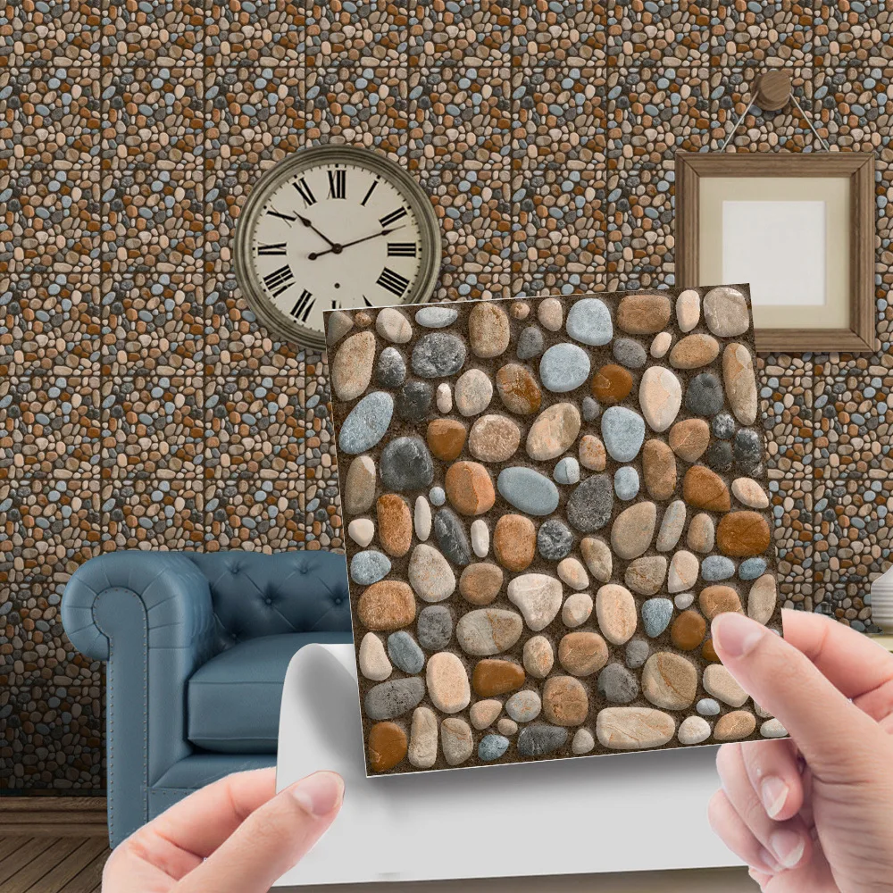 

Faux Leather Vintage Tile Stickers Waterproof Self-Adhesive Wall Decals for Retro Kitchen Backsplash Bathroom Floor Renovation