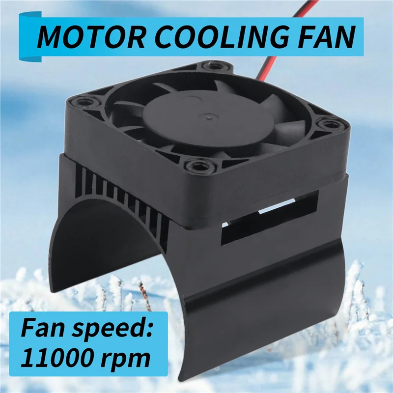 قطعتان من مروحة تبريد المحرك 42 مم لسيارة Traxxas 1/10 E-Maxx E-Revo Summit Arrma 1/8 Kraton Talion Typhon RC، أسود