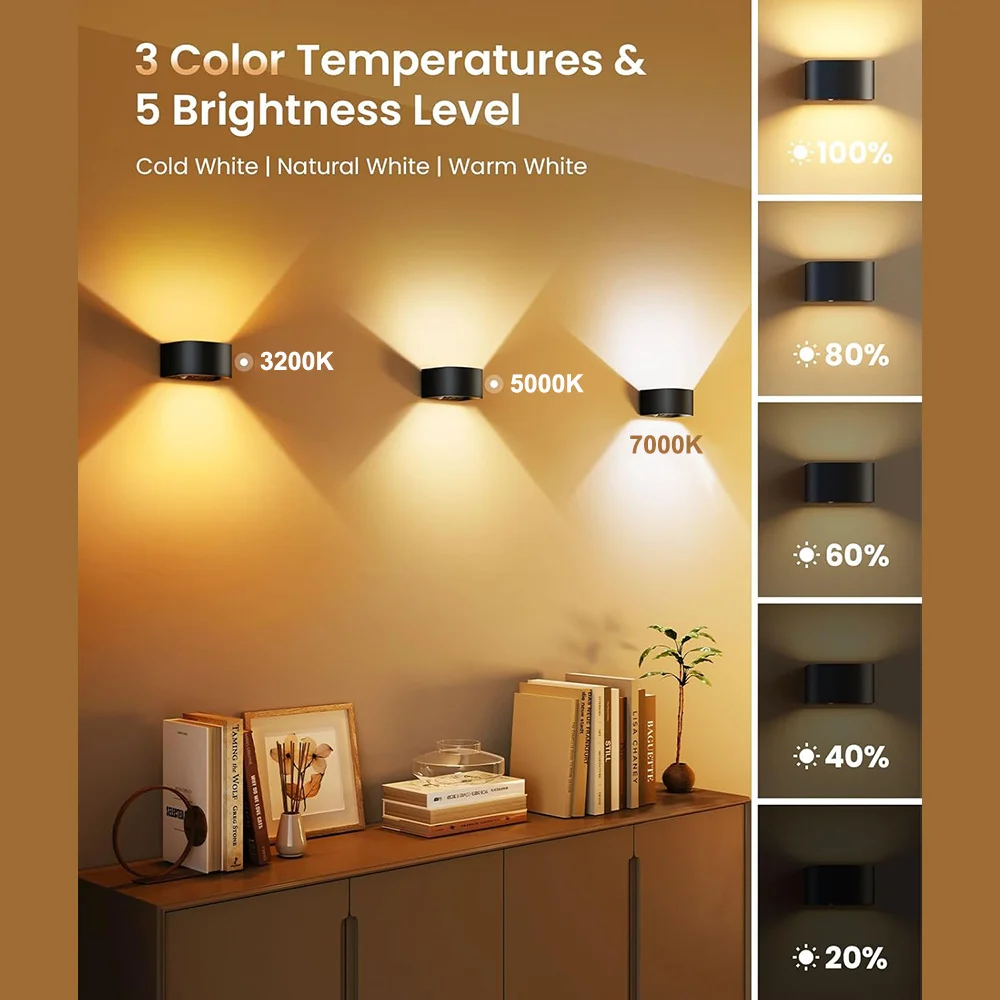 Immagine 3: Luce Notturna LED Intelligente con Sensore di Movimento, Ricaricabile, Magnetica, 3 Colori, Doppio Controllo, Impostazione Timer, Modalità Giorno/Notte