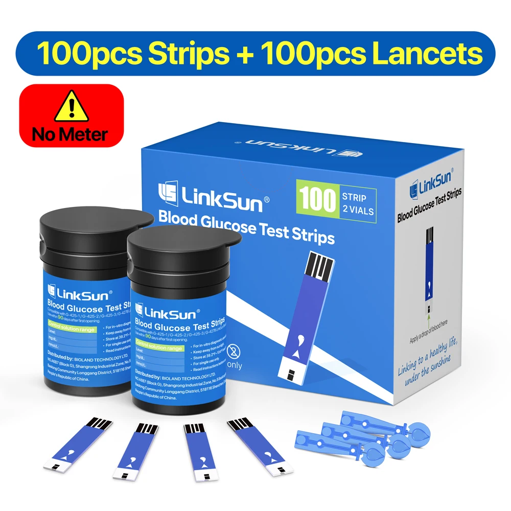 LinkSun G-425-1 Bloedglucosemeter 50/100 stuks Teststrips en Lancetten Diabetes Medische Glucosemeter Testen Bloedsuikertester