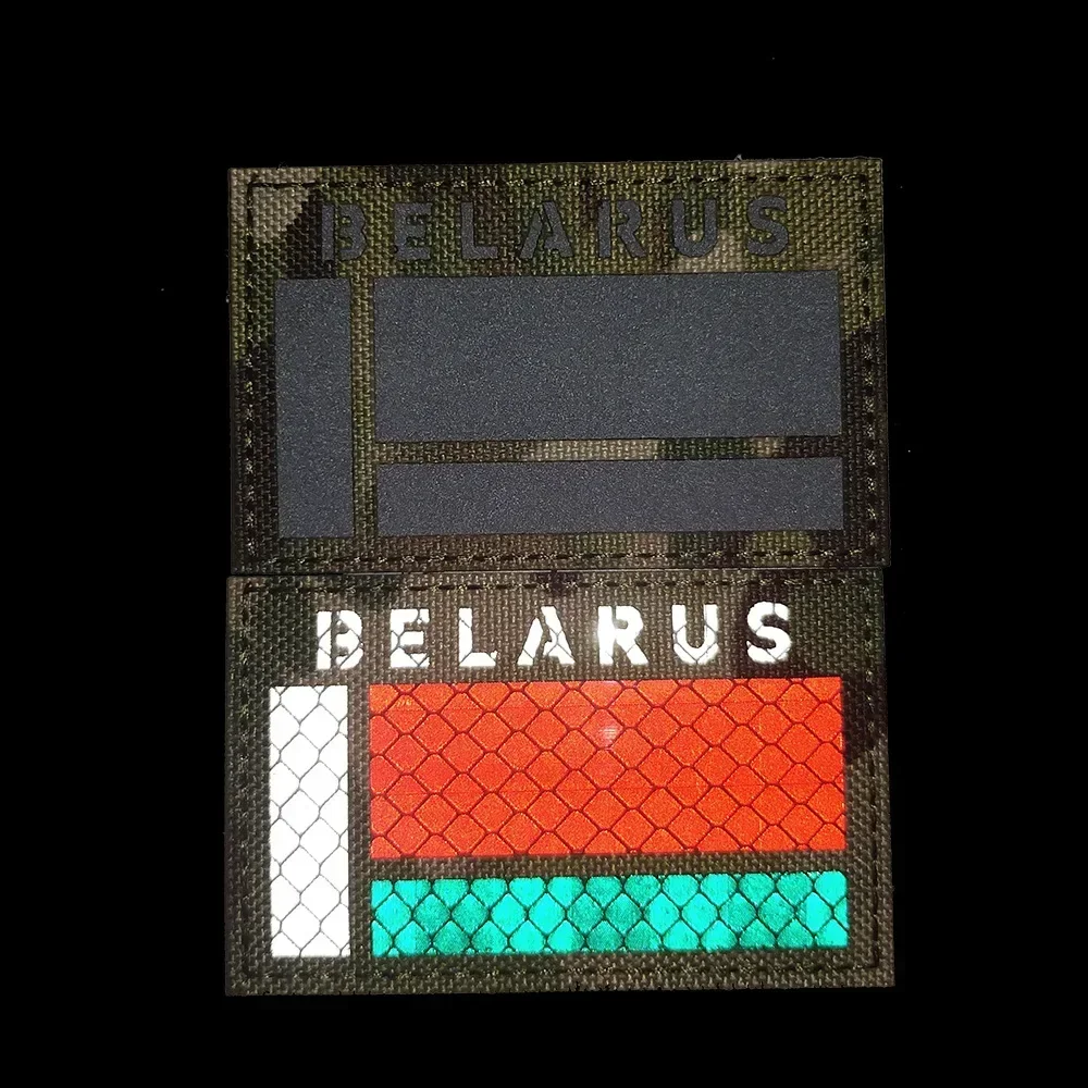 Republic Of Belarus Flag Patches Tactical Military Strip Embroidery Badges Reflective IR  Flags Appliqued Emblem Chevron