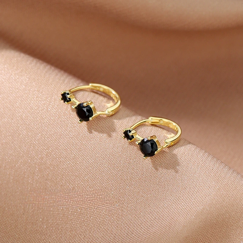 

925 Sterling Silver Earrings Black zircon Earrings For Women Gift Earings Fashion Jewelry Gift