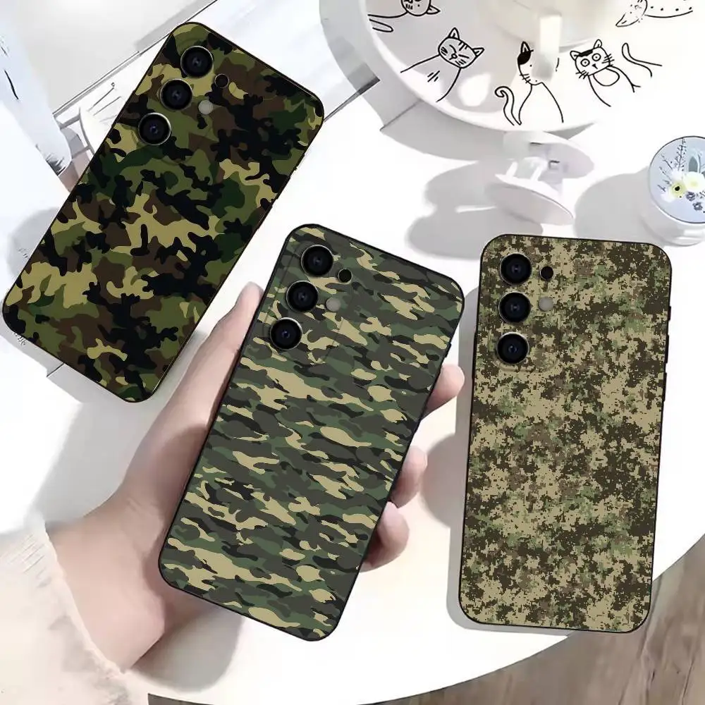 Camouflage Army C-Camo  Phone Case For Samsung Soft Black Case S25,S23,S21,S22,S24,S30,S20Ultra Plus