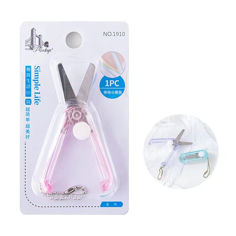 Mini tijeras transparentes, tijeras portátiles plegables retráctiles, tijeras de papel hechas a mano para estudiantes, tijeras pequeñas de Color caramelo