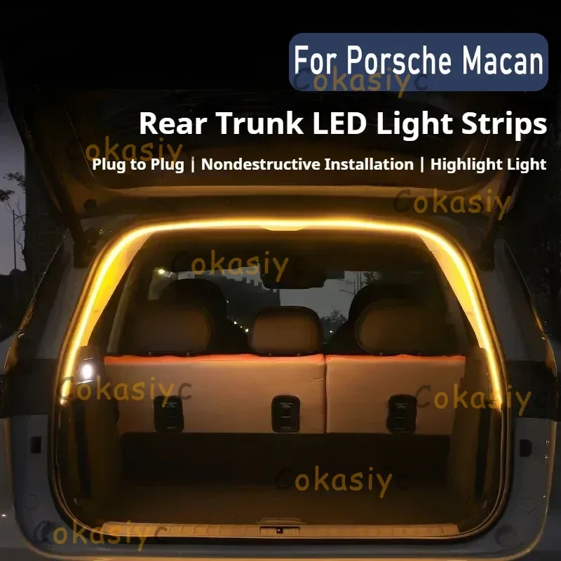

Освещение багажника автомобиля для Porsche Macan, атмосферный светильник багажника, модифицированная световая полоса, декоративная лампа, аксессуары для интерьера автомобиля