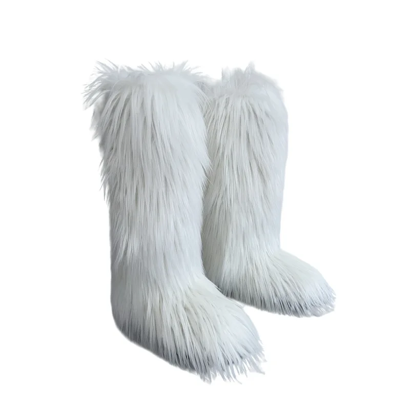 Hot Mongolian Fur Boots Factory Fast Delivery Winter Ladies Snow Shoes Faux Fur Boots Fake Fur Long Boots For Women And Kids