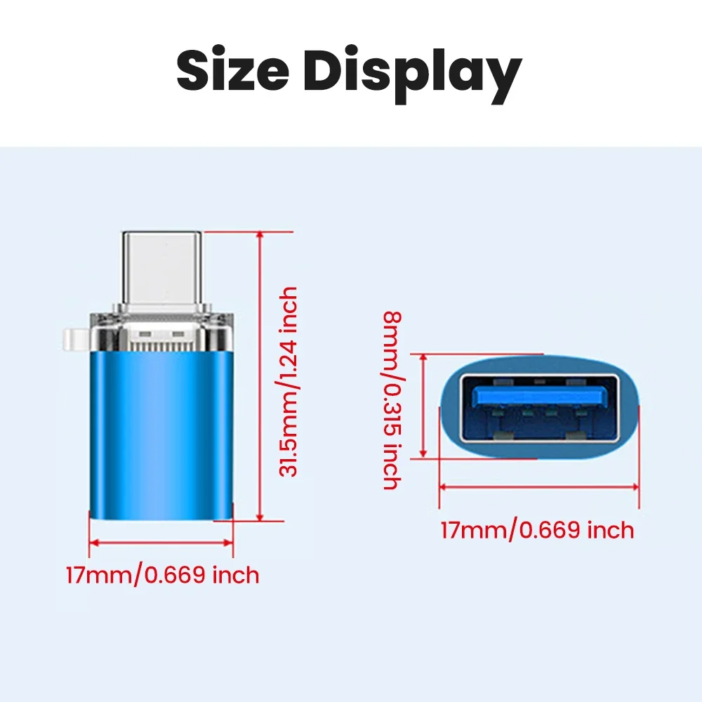 Elough USB 3.0 Adapter Type C Male To USB A Female Fast Charging OTG Adapter For iPhone 15 16 Samsung Laptops PC USB C Converter