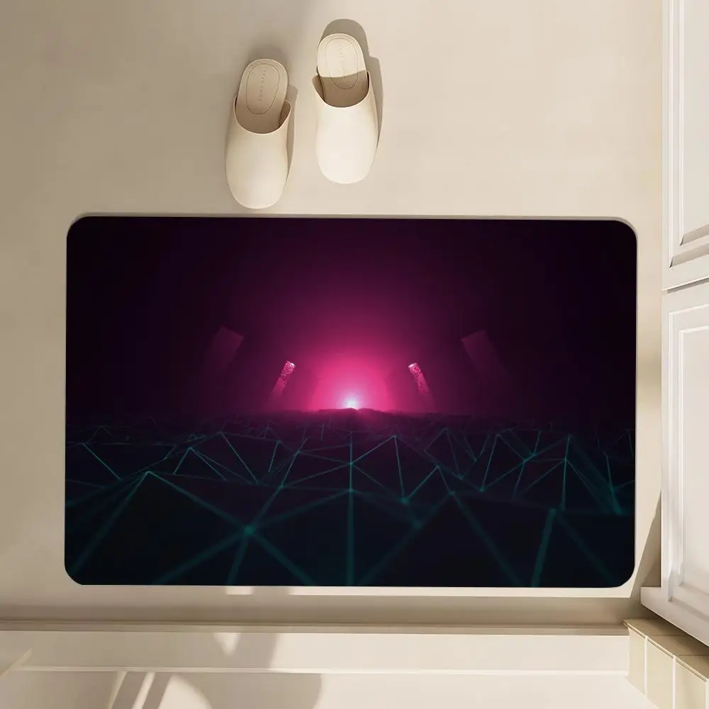 

Punk Neon Street Floor Mat Soft Diatom Bathroom Absorbent Floor Mat, Toilet Of The Bathroom, Household Floor Mat, Door Mat Carpe