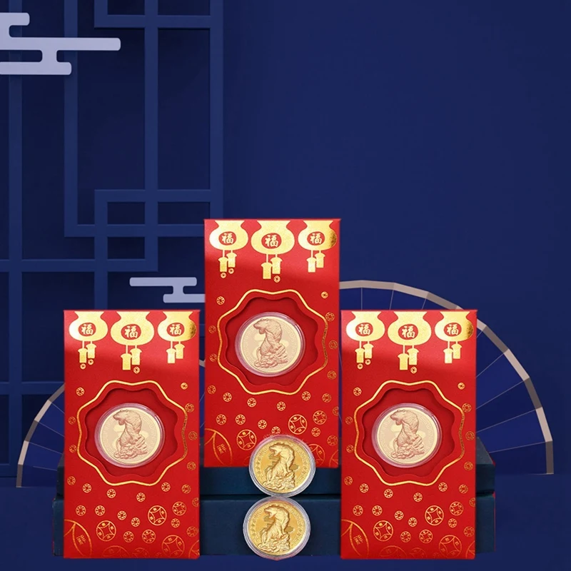Year Of The Tiger Gold Coin Red Envelope,Chinese New Year Auspicious Items(Include Red Envelope)