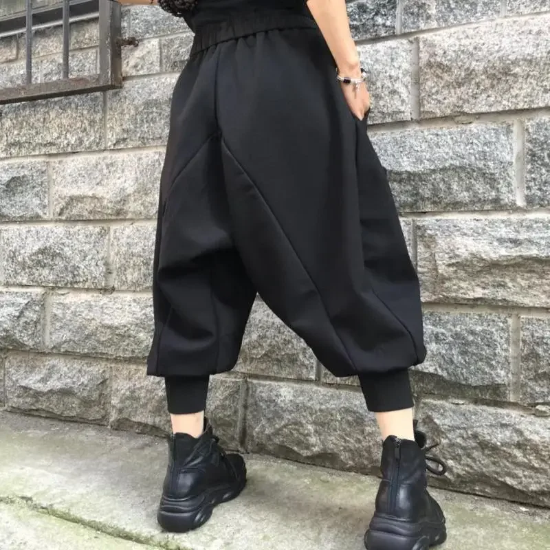 Harem Black Pants Women Baggy M-3XL Temper Big Pockets Unisex American Streetwear Teens Y2k Clothes Trousers Personal Pantalones