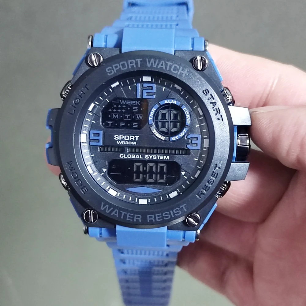 Men's Sports Digital Large Dial Luminous Waterproof Alarm Clock Multifunctional Electronic Chronograph Multifunctional Watch