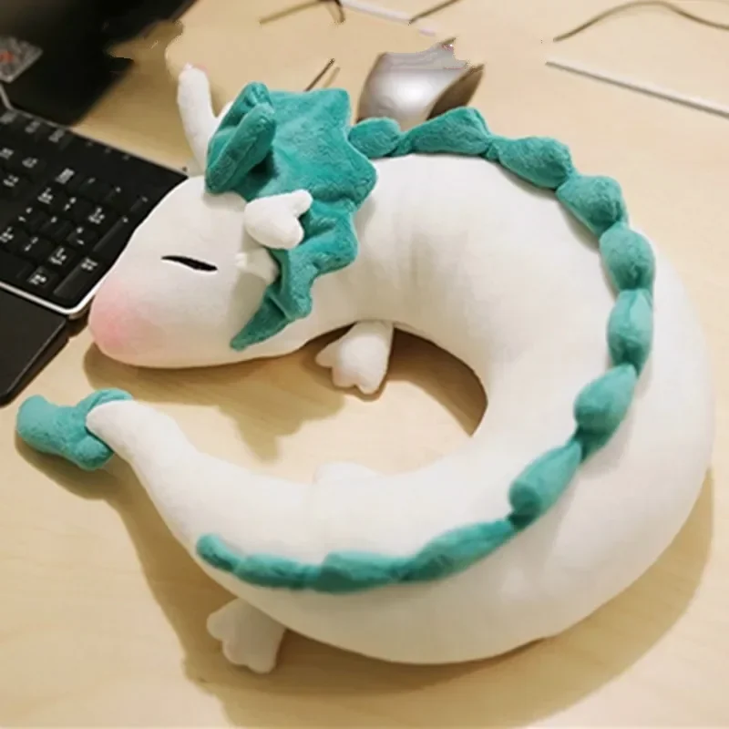 28cm caliente Ghibli Miyazaki Hayao Anime juguete de peluche Spirited Away Haku Linda muñeca de peluche juguete en forma de U almohada para el cuello regalo de Navidad