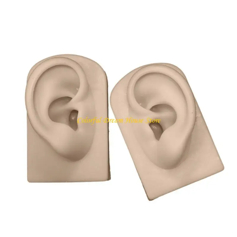 Realistic Soft Silicone Left Right Ear Model Practical Ear Studs Display Props