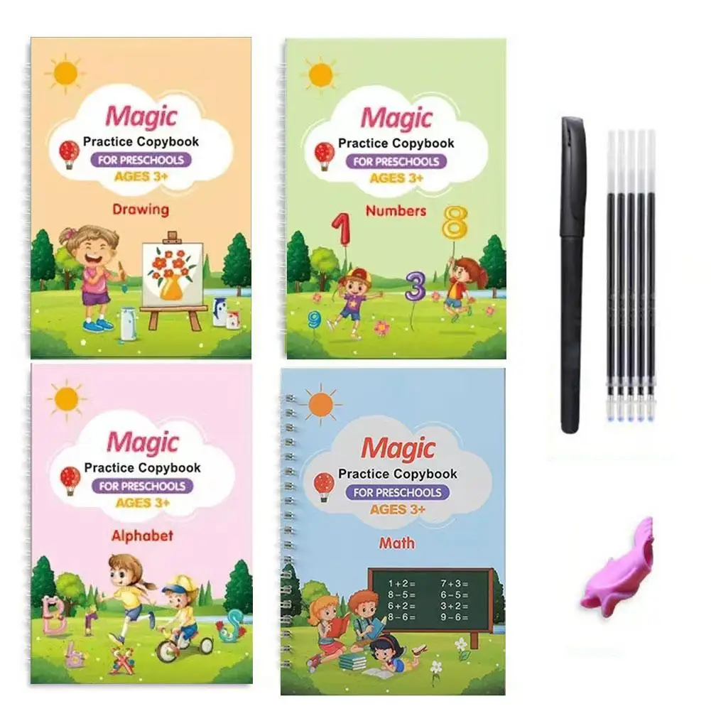 Sank Magic Practice Copybook Pen Preschools Kids Calligraphy Verison Writing Free Children Book English Wiping Reusable G1C4