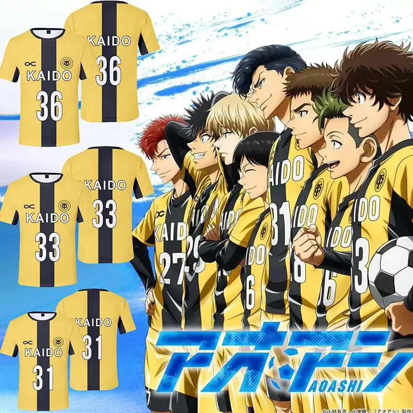 Anime Aoashi Ao Ashi Kuroda Kanpei Togashi Keiji Aoi Ashito Short Sleeve 3D T-shirt Sports Football Shirt Team Cosplay Clothes