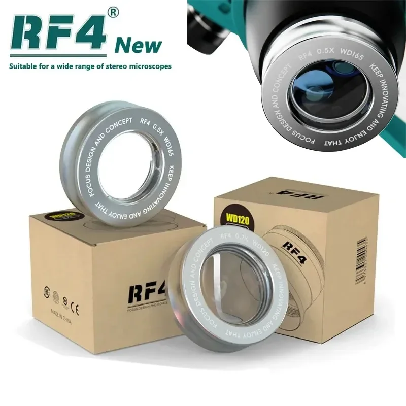 Microscópio Câmera Lens para Trinocular Stereo Zoom Barlow Glass Lens Objetos Auxiliares Rf4 Wd165 0.5x 0.7x