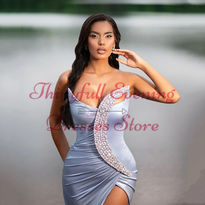 Thinyfull Formal Mermaid Prom Evening Dresses Sweetheart Beadings High Split Dress Women Night Cocktail Prom Gowns Custom Size