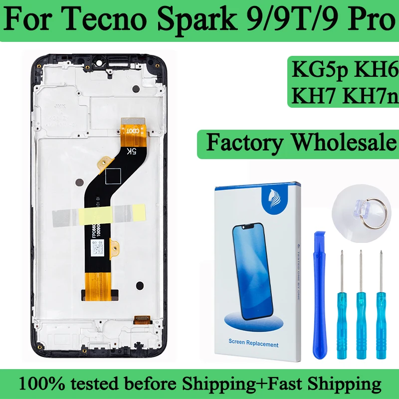 KG5p KH6 KH7n 100% Tested Premium Lcd For Tecno Spark 9 Display Touch Screen Spark 9T Digitizer Panel Assembly For Spark 9 Pro