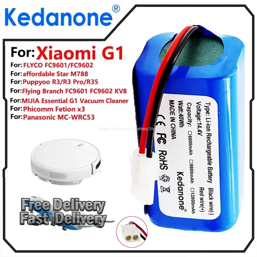 

H18650CH-4S1P 14.8V 6800mAh Li-ion Battery Pack for XIAOMI MIJIA Mi Robot Vacuum Cleaner Essential G1 MJSTG1,SKV4136GL R30 R35