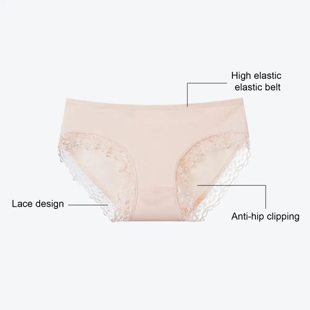 Elegant Lace Panties Seamless Lace Women's Underpants with Moisture-wicking Mid Waist Butt-lifted Design Soft for Comfort