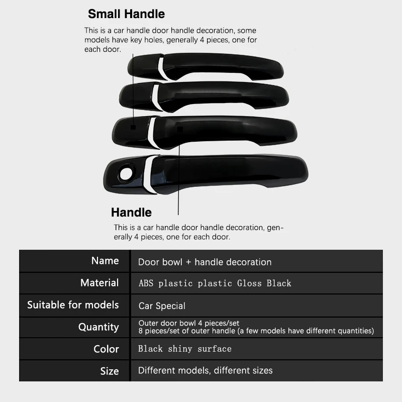Fit for Ford Explorer U502 2011~2018 Classic Gloss Black Smart Door Handle Cover Stickers Trim Car Decorate Exterior Accessories
