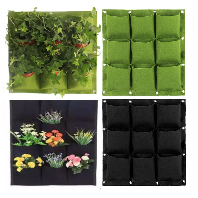 2/3/4/6/9 Grids Pockets Wall Hanging Planting Pot Green Plant Grow Planter Vertical Garden Bag Garden Supplies Bags Garden Tool