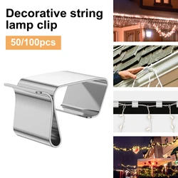 50/100Pcs Holiday Lights Roof Hooks Gutter Clips Christmas Lights Gutter Stainless Steel Hooks for Hanging Outdoor String Light