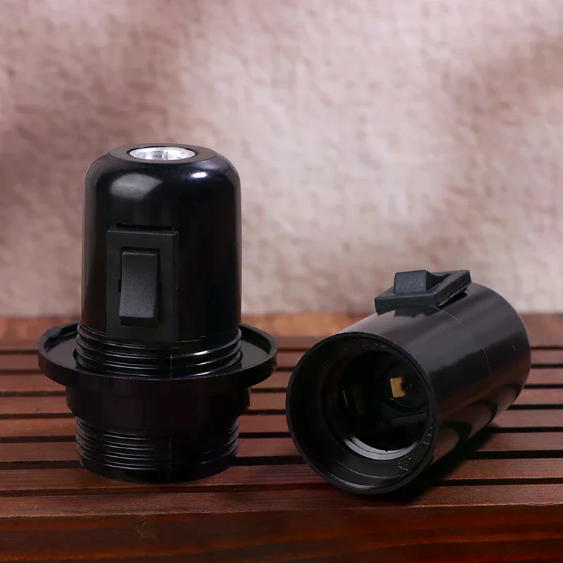 1Pc E27 Bakelite Self-locking Light Body With Zipper Switch Lamp Base E27 Full Tooth Half Tooth Lamp Holder With Push Button