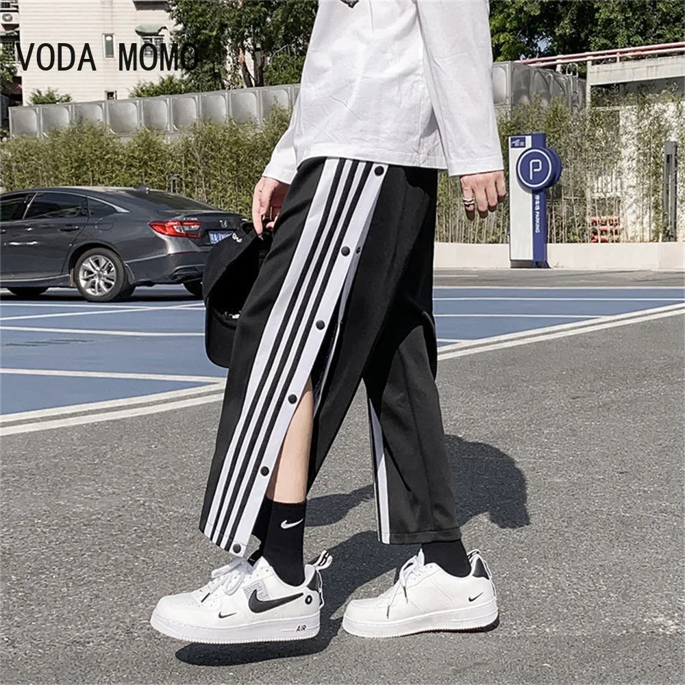 Student Side Breasted Sports Men'S Grey Summer Thin Ice Loose Legged Full Open Button Basketball Pants Fashion men pants