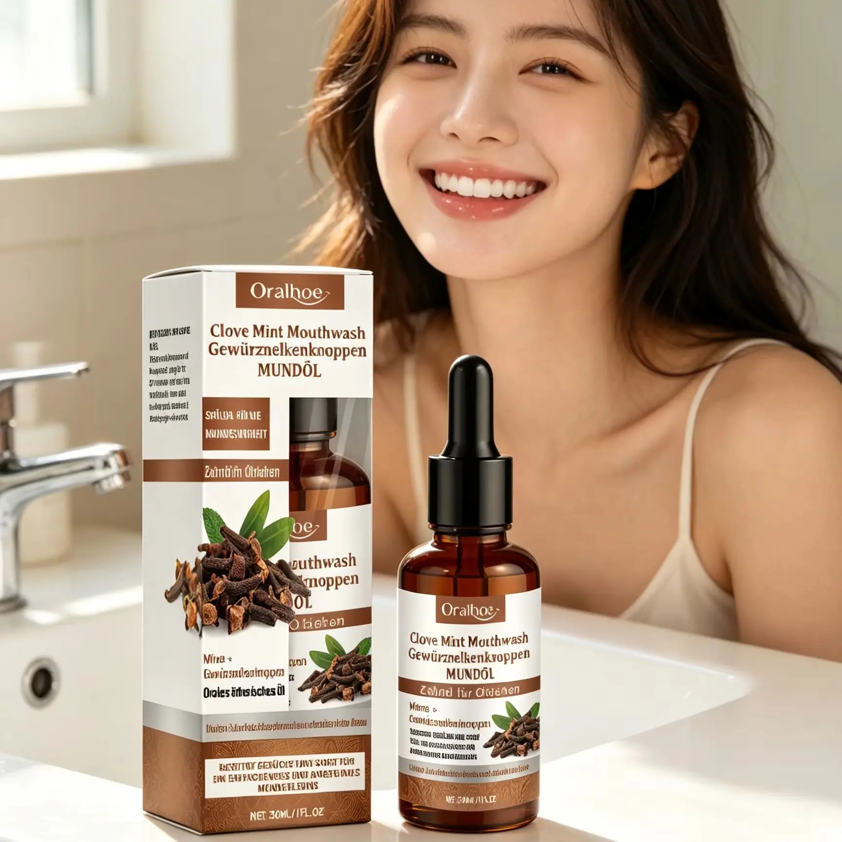 Oralhoe Clove Mint Mouthwash Odor Eliminate Clean Teeth Plaque Remover Gum Care Oral Health Products Fresh Breath Mouthwash 30ml