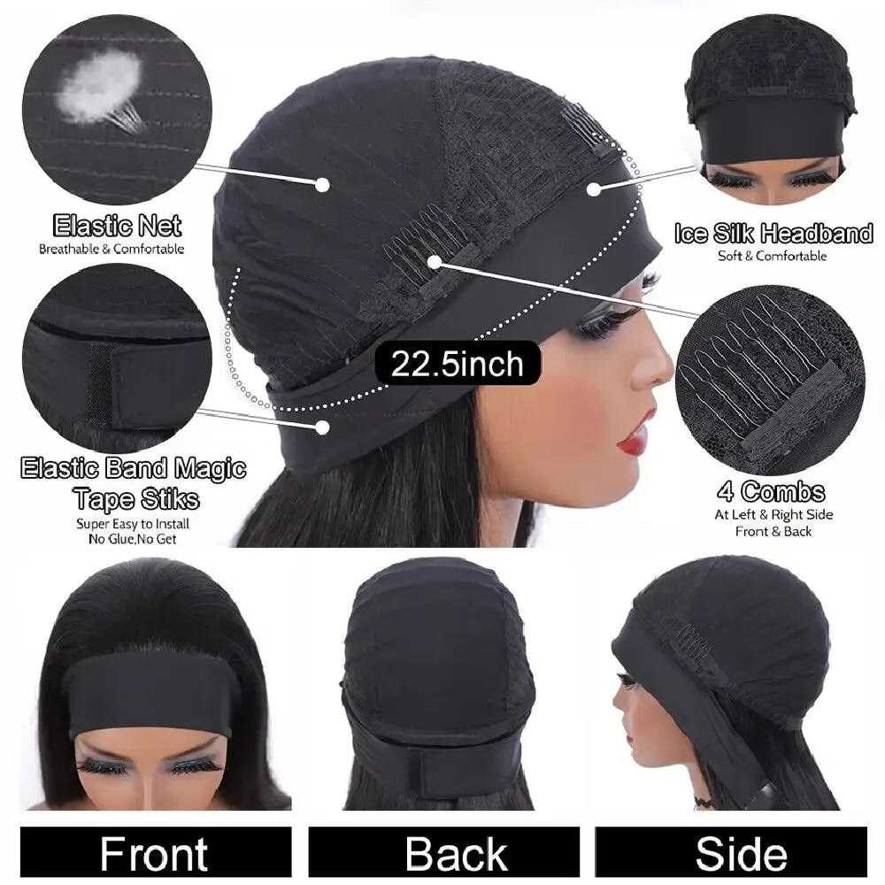 42 Inch Body Wave Headband Wig for Women Human Hair Glueless Wear and Go Glueless  Brazilian Virgin Human Hair 200 Density image 6