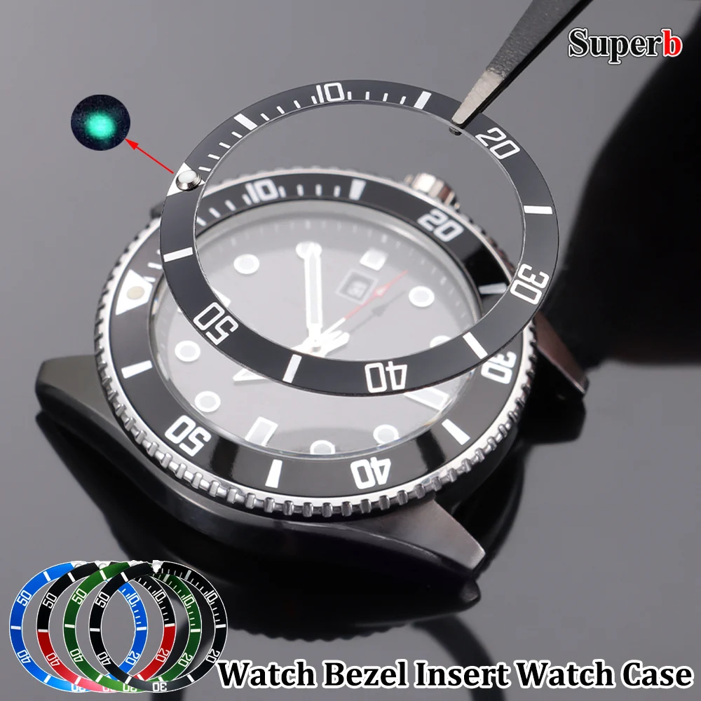 37.5mm*30.5mm Aluminium Fashion Flat Watch Bezel Insert Watch Case for Rolex GMT Diving for Seiko Movement Men Women Watch Part