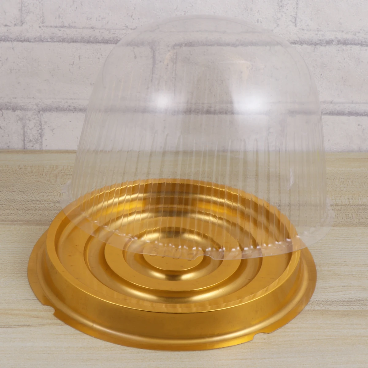 

50 Pcs Cake Box Locking Mini Holder Round Sealed Golden Base Reusable