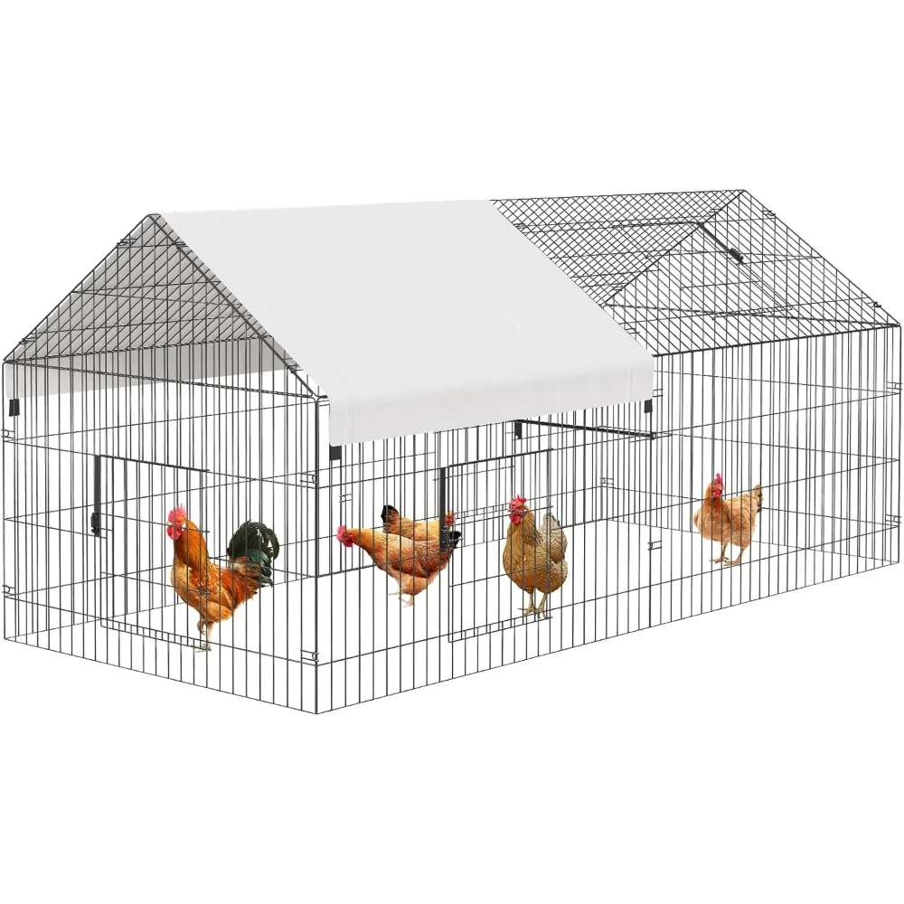 

Metal Chicken Coop 86"×40"×40" Chicken Run with Waterproof Cover Portable Poultry Cage Walk in Hen House Outdoor Backyard Farm