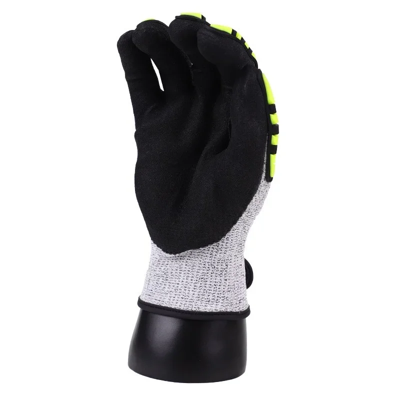 Heavy Duty Cut Resistant Gloves Anti Impact Vibration Oil Safety Work Gloves Anti Cut Shock Absorbing TPR Mechanical Impact Resi