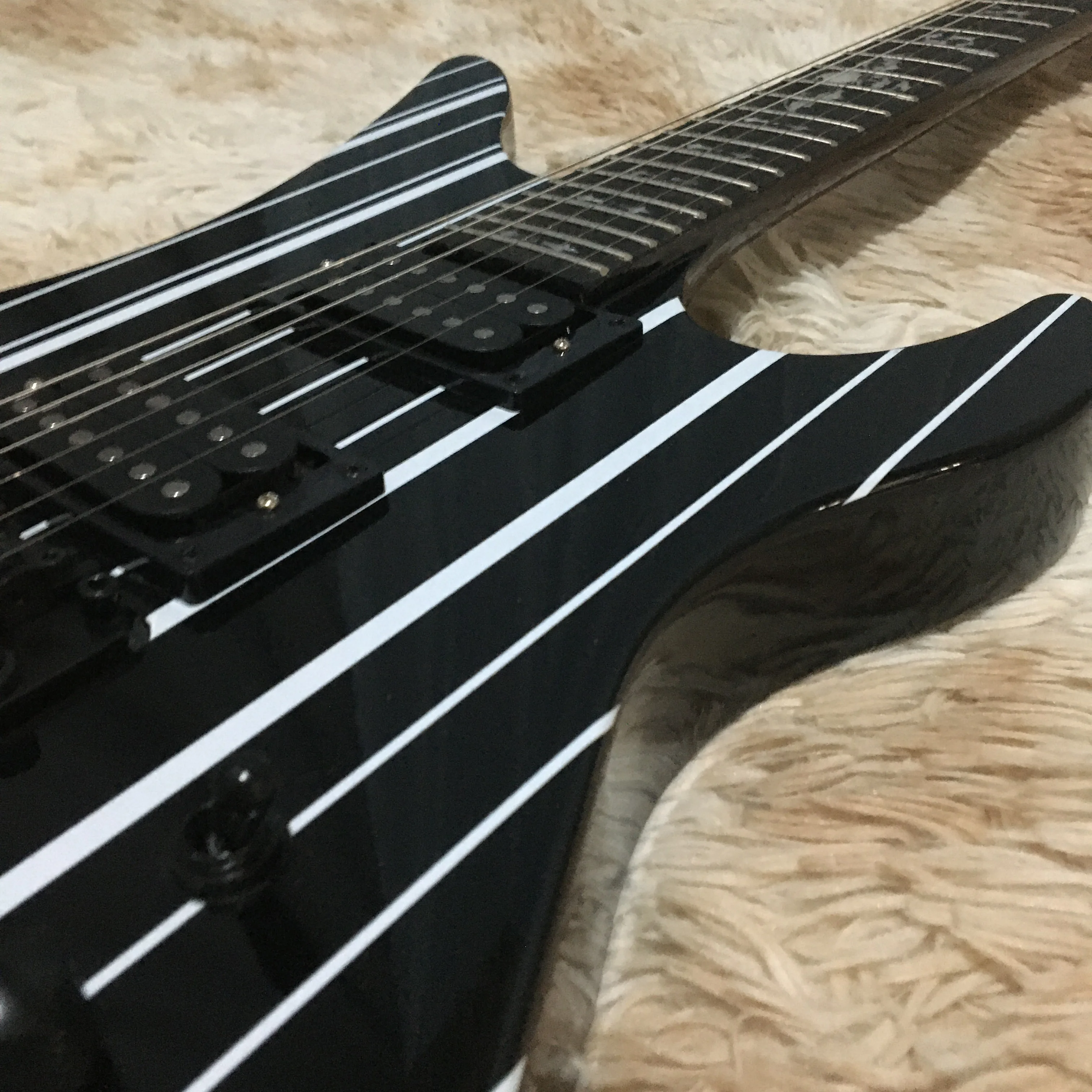 2025 Factory hot sale,Black and white Stripes,right hand Electric Guitars,Hardware Chrome Plating floyd rose bridge, in stock